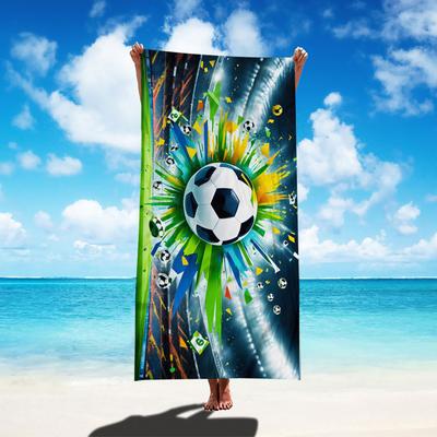 1pc,Minimalist,Crazy Football Design,Beach Towel,Oversized Ultra-Fine Microfiber Beach Towel,Quick-Dry Lightweight Soft Swimming
