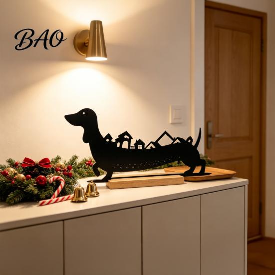 Creative Holiday Countdown 24?Day Christmas Dachshund Decor, Metal Silhouette Advent Calendar Ornament, Lover Gifts Funny Tabletop Decoration