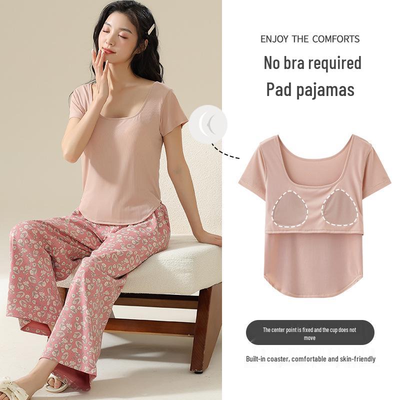 Women's Summer Modal Short Sleeve & Long Pants Fashionable Homewear Set