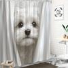 Cute White Dog Face Shower Curtain Waterproof Easy To Clean Privacy Protection Print Pet Lover Art Design Romantic Valentine
