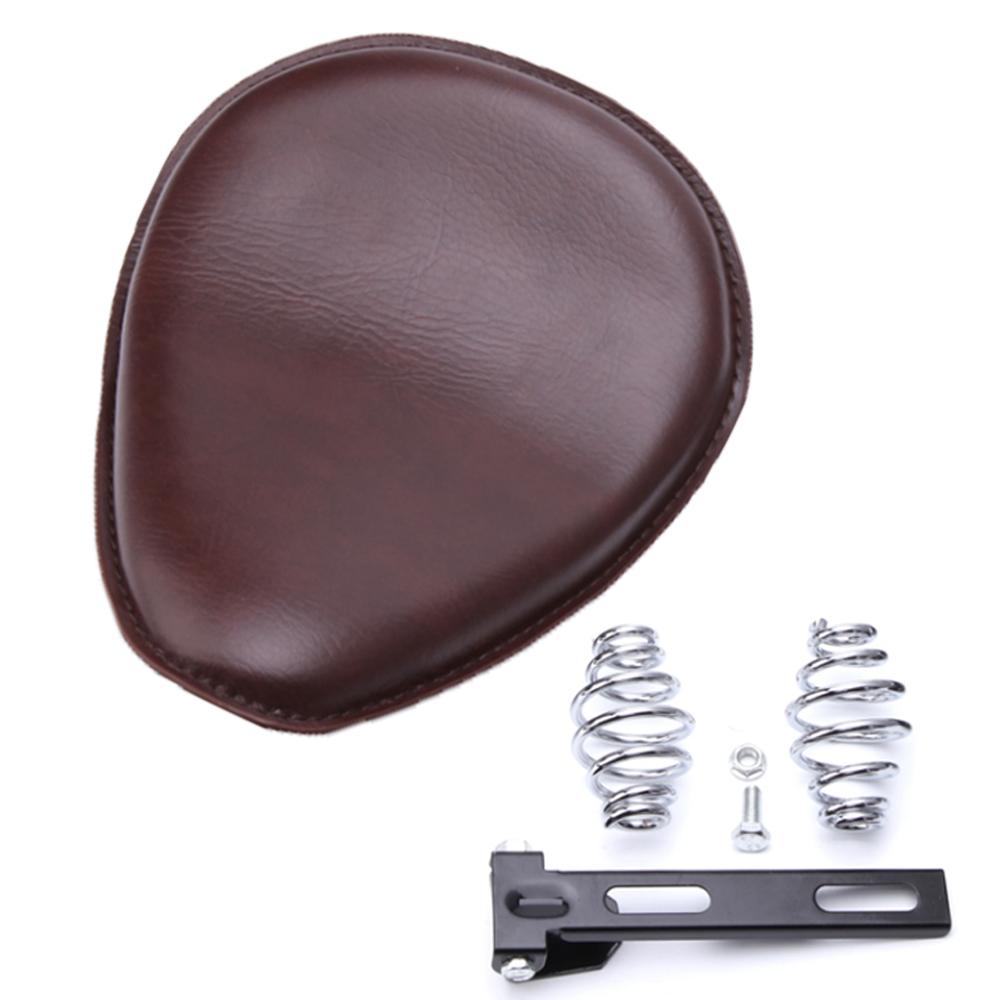 Motorcycle Leather Saddle Seat Retro Black Leather Solo Seat for Harley Custom Chopper Bobber Honda Yamaha Kawasaki Suzuki