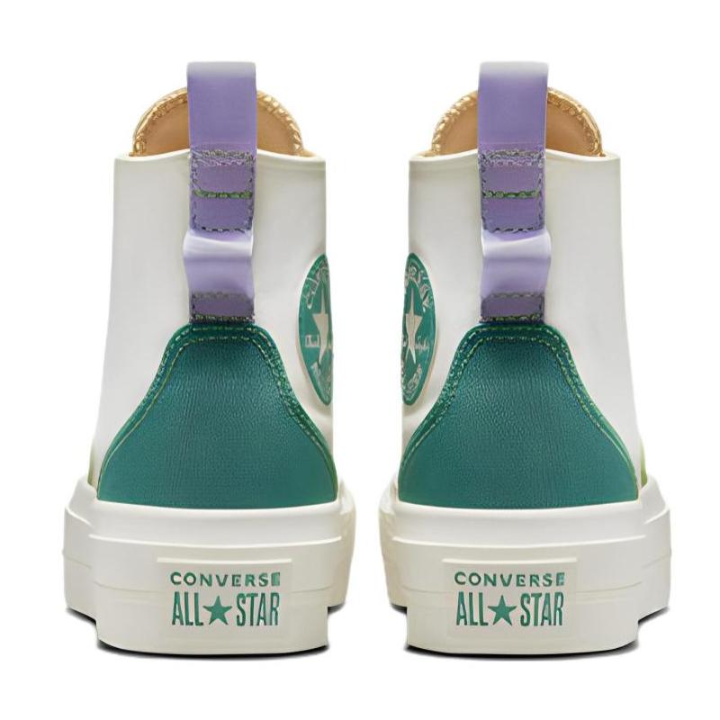 Converse Chuck Taylor All Star Lift Platform Colourblock Overlay Trendy Versatile High Top Espadrilles Women's Beige Green