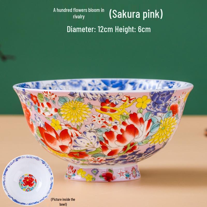 Jingdezhen Ceramic Rice Bowl: High-Foot, Enamel Color, Longevity Design