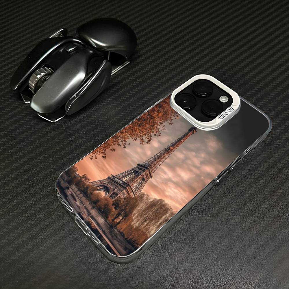 Eiffel Tower Phone Case For iPhone 16,15,14,13,12,11,Mini,Pro,MAX White Matte Shockproof Cover