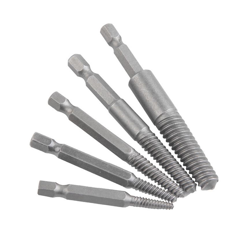 Hex Shank Screw Extractor: Fine Thread, Single Head, Reverse Thread for Stripped and Damaged Screws