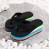 Hausschuhe mit Schwammkuchenabsatz für Damen, Strandsandalen und Hausschuhe, sommerlich gefrostete Sandalen und Hausschuhe mit ultrahohem Slope-Absatz