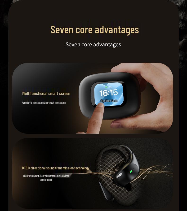 Cross-border AI Translation Bluetooth Earphones with Touch Control & Display - Over-ear & In-earless Wireless OWS