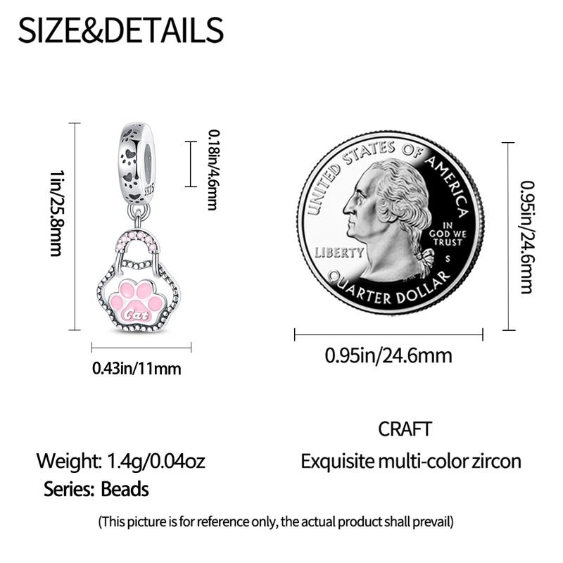 Original Charms Copper Certified Pink Cat Claw Beads Fit Bracelet Women Jewelry Making Diy