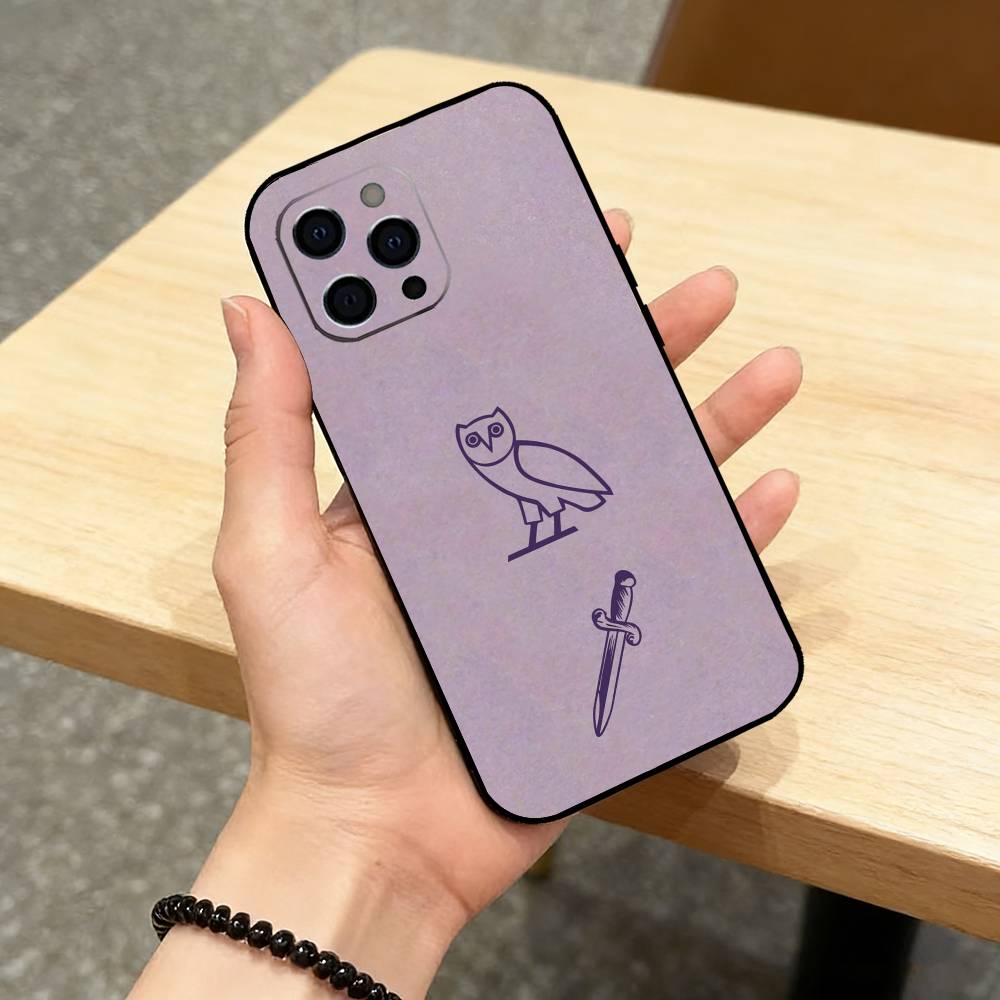 D-Drake OvO OWL   Phone Case For iPhone 17,16,15,14,13,12,11 Plus,Pro Max,XS,Soft Silicone Black Cover