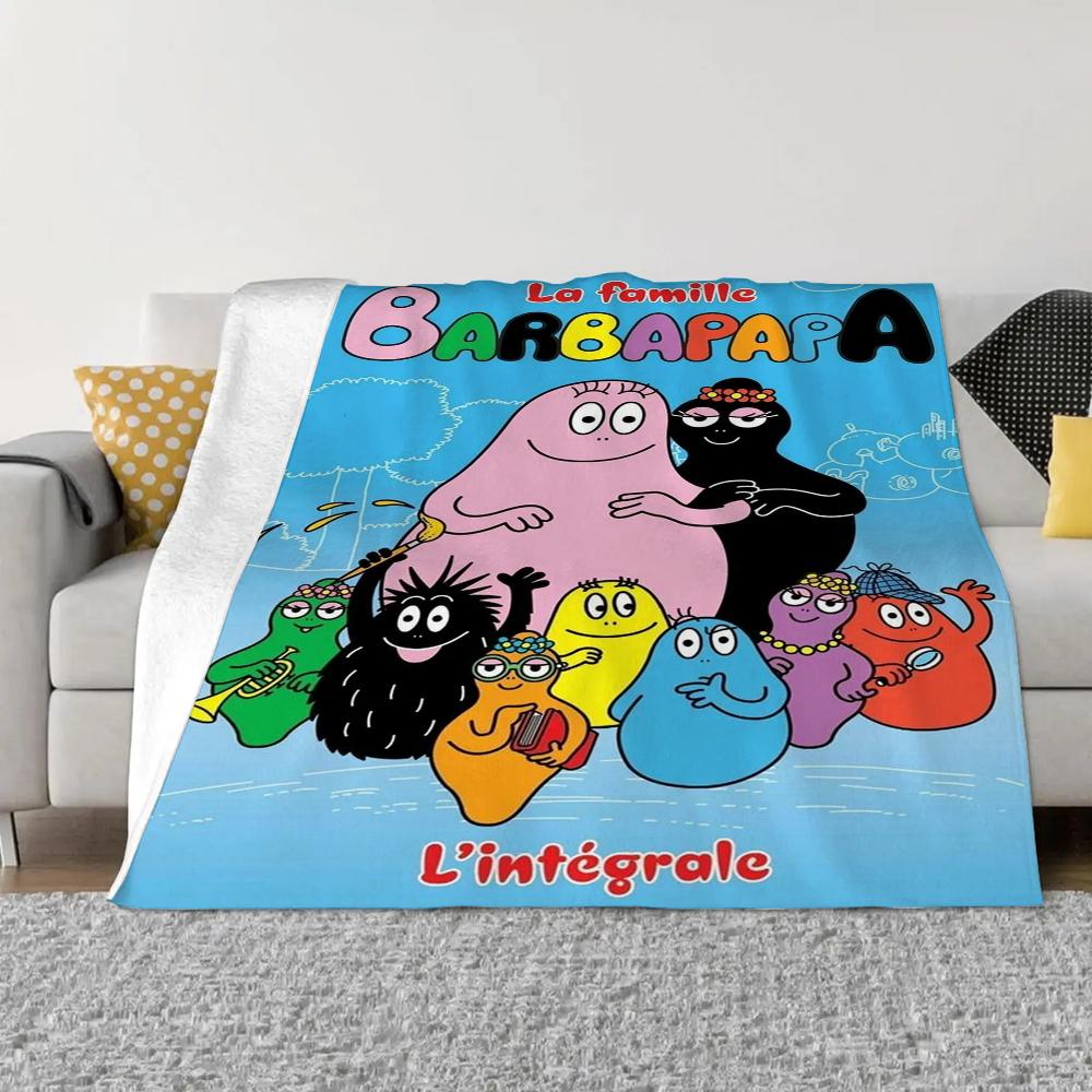 Les-Barbapapa Throw Blanket King Size Fluffy Plaid Throws Blankets for Sofa Luxury Bedding Beach Towel Home and Decoration Knee