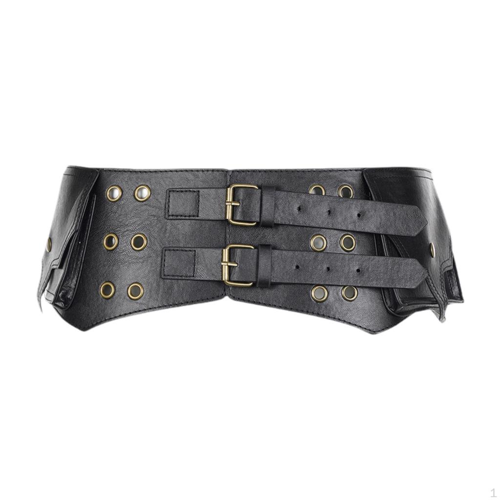 Women PU Leather Wide Belt Exaggerated Western Cowgirl Clothing Accessories