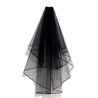 Halloween Black Veil Bridal Lace Tulle Veil Theme Party Performance Headdress Carnival Cosplay Hair Accessories