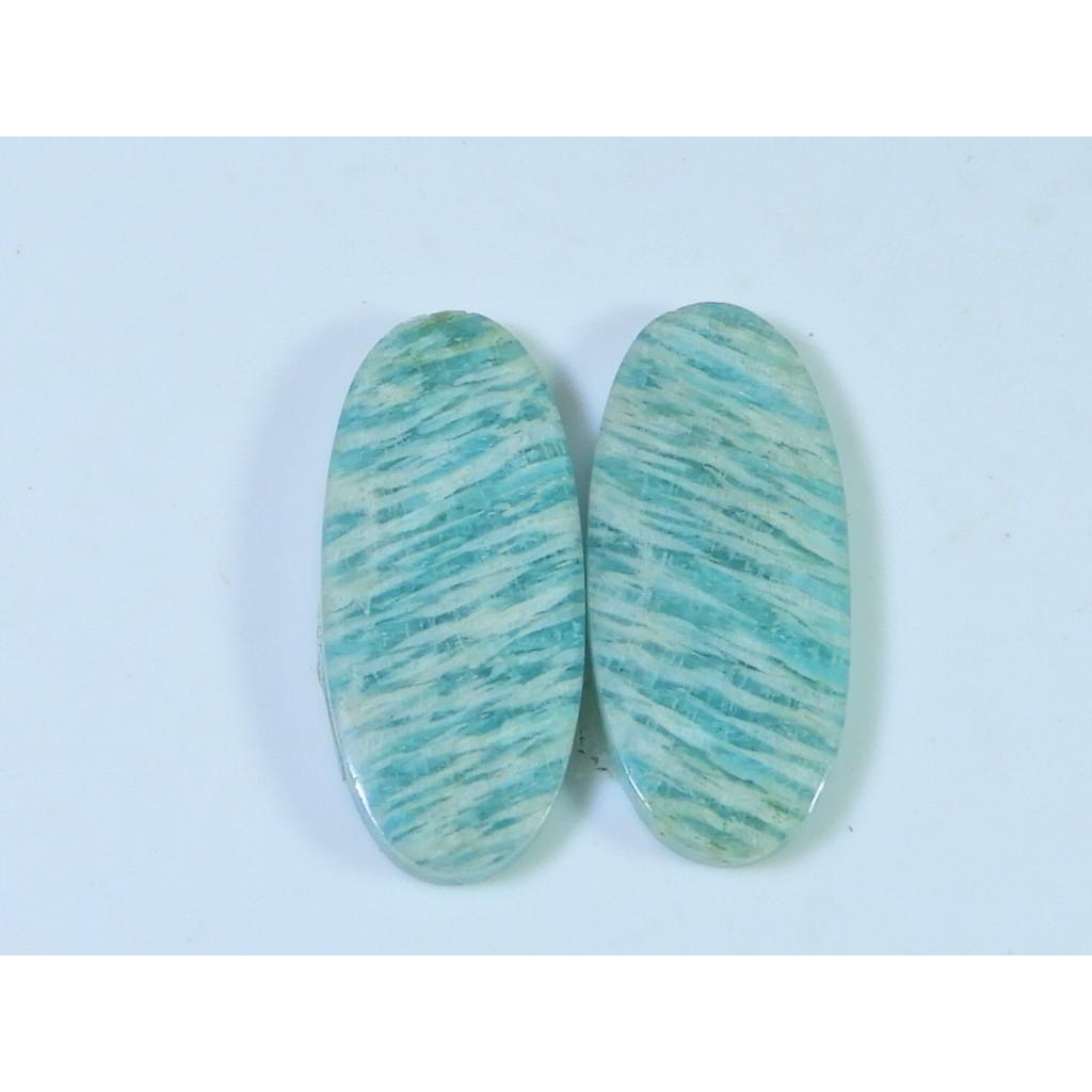 

30Cts. Natural Amazonite (13X30X02 mm each) Oval Cabochon Matched Pair SK-3057