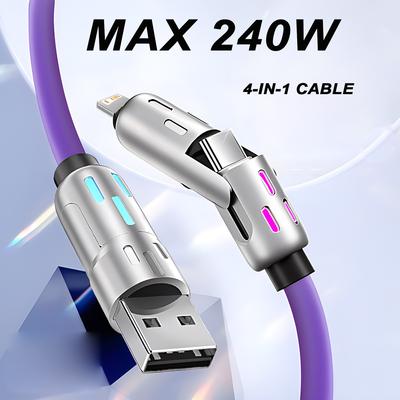 4-IN-1 240W USB Type C naar USB C Kabel PD Snellaadkabel Voor iPhone 16 Pro Max 15 iPad Xiaomi Samsung Tablet 1M Data Kabel
