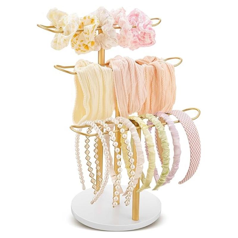 Stabiler Stirnband-Displayständer aus Legierung, Organizer für Damen, abnehmbare goldene Designs, Aufbewahrungsständer für Haarschmuck