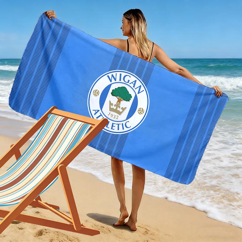 Wigan Athletic FC Tryckt Strandhandduk, Stor Mjuk Snabbtorkande Handduk för Strand Camping Simning