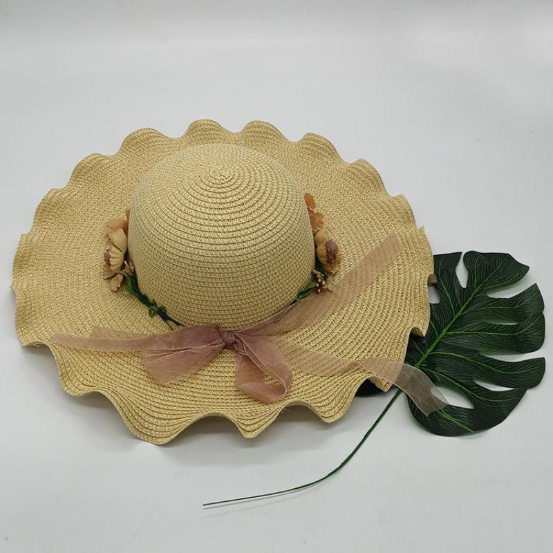 Koreańska wersja składany plażowy nowy kapelusz z szerokim rondem damski letni wszechstronny słomkowy pleciony letni ochrona przeciwsłoneczna cień kapelusz słomkowy dla rodziców i dzieci