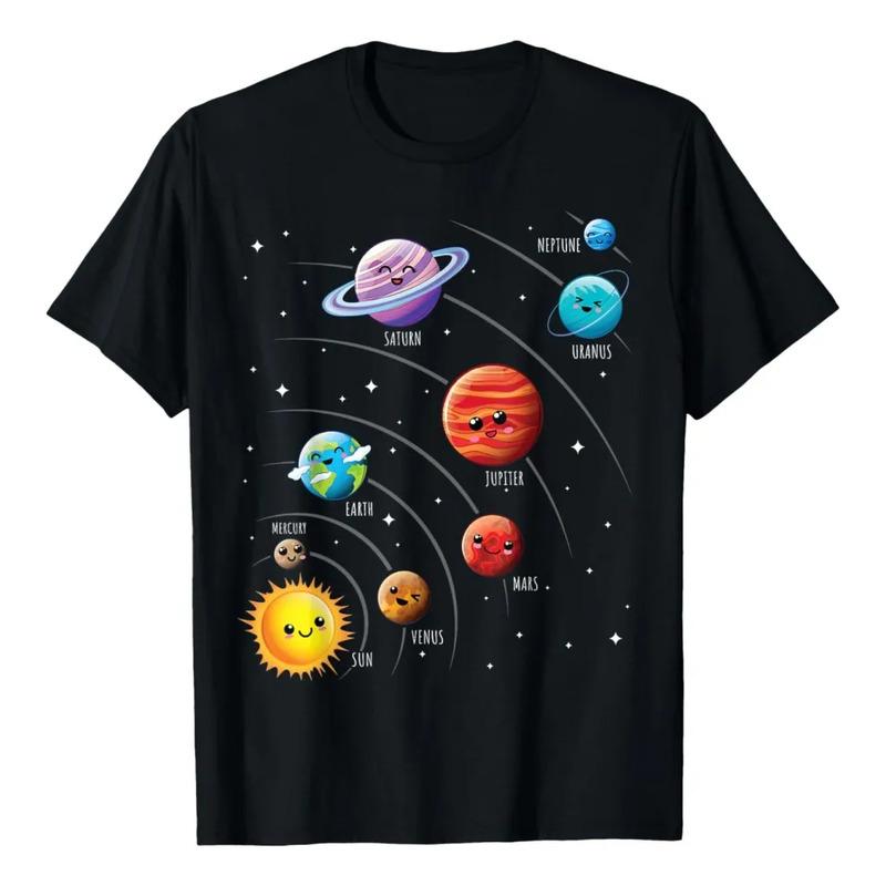 Camiseta Colorida Para Ni?os Del Sistema Solar Con Lindos Pl S