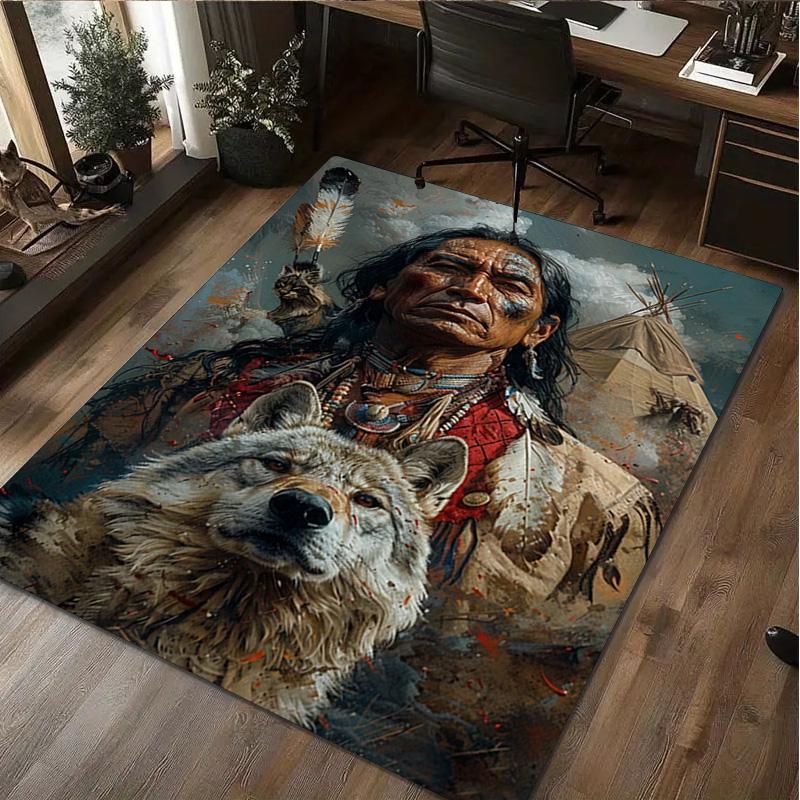 Native American Print Rug - Home Decoration Carpet For Living Room Bedroom Flooring Computer Chair Area Rug