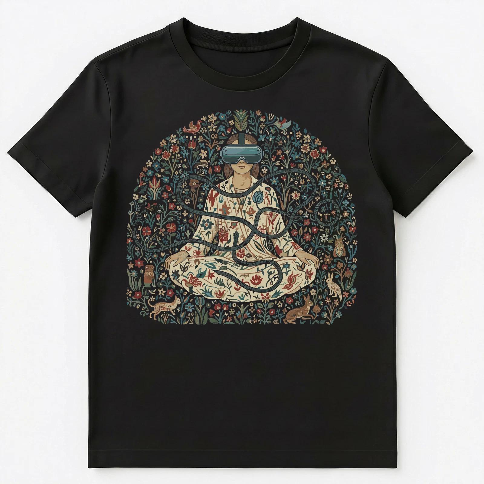 Meditator Immersive Digital Floral Technology Unisex T-Shirt 4XL