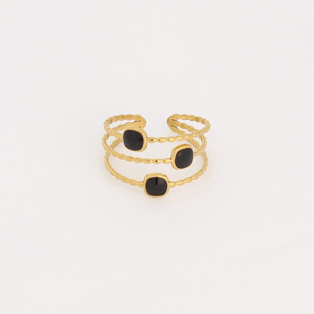 Women's Gold Geometric Stainless Steel Open Ring - French Retro Luxury Style