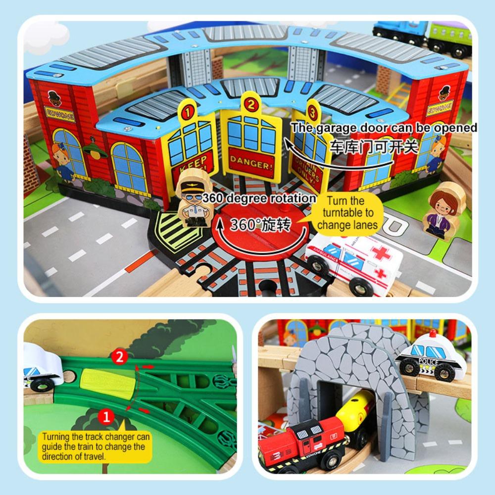 Blocks Train Rail Track Set Wooden Track Railway Toys Wooden Train Track DIY Railway Road Track