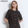 Cresson Loose Fit Pintuck Round Neck Shirt