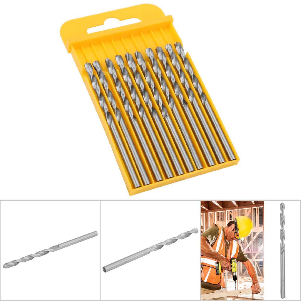 10pcs Twisted Drill Bit High Speed Steel Straight Shank Hole Opener Woodworking Drilling Tool