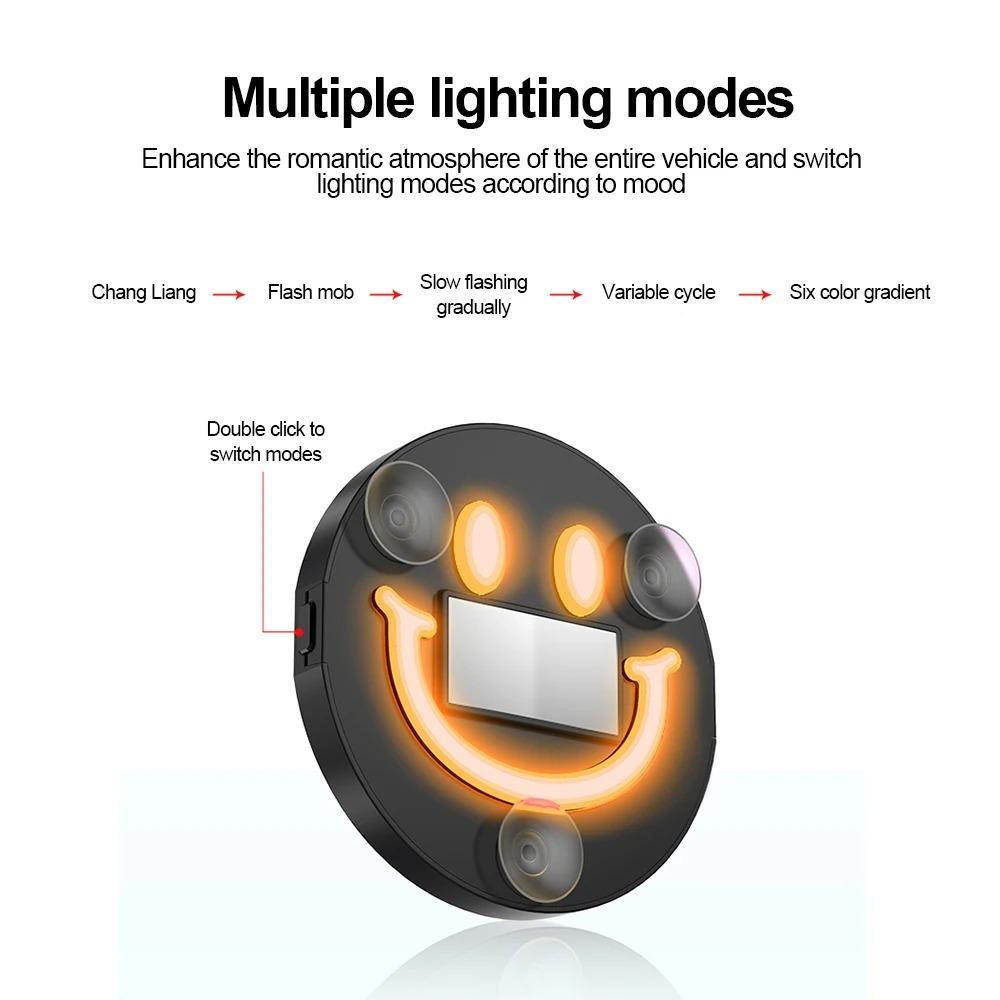300mAh Smile Ambient Light Solar Powered Neon Light Car Decoration Rear Windshield Atmosphere Lights Car Accessories
