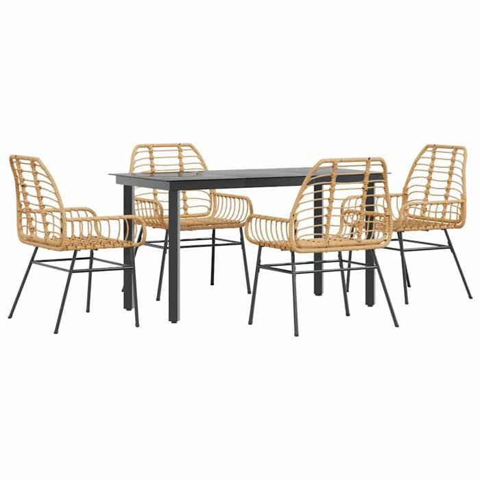 VidaXL Ensemble à manger jardin 5pcs marron poly rotin verre 3334543