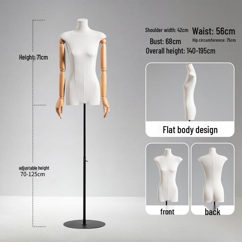 Adjustable Height Mannequin Stand with Arms for Women's Clothing Display