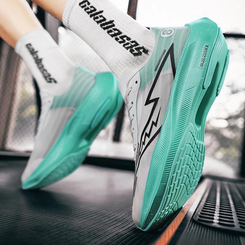 Fashion Full Palm Carbon Plate Men and Women Running Shoes Breathable Sneakers Marathon Racing Shock-absorbing Athletics Training Shoes