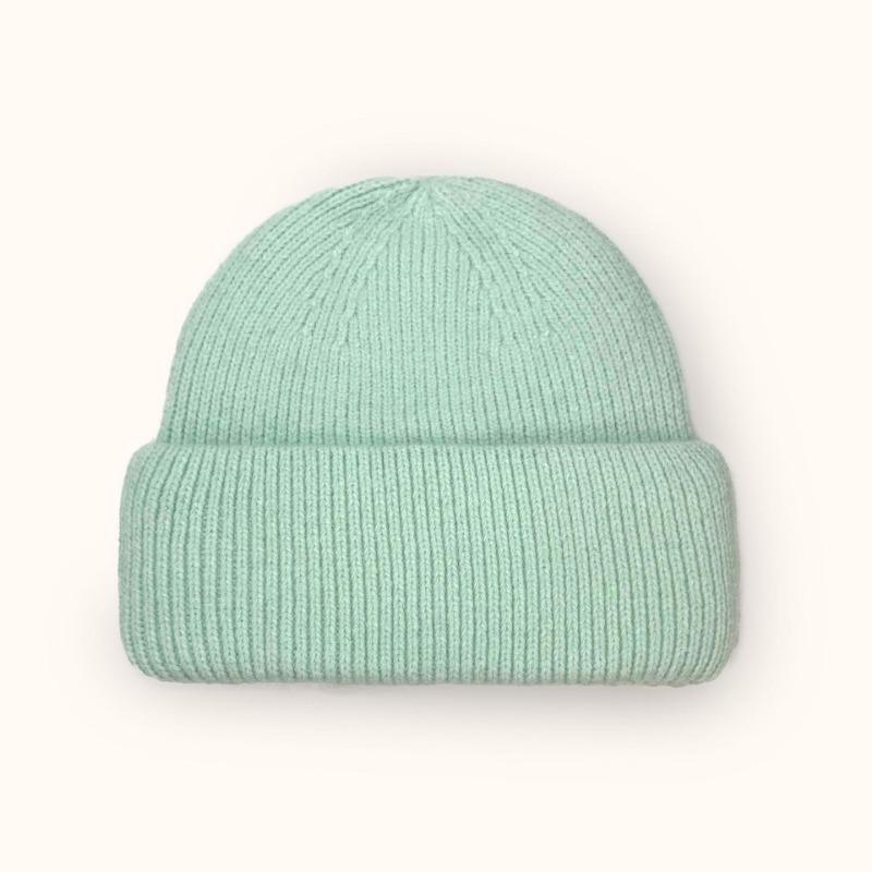 Autumn Winter Fashion Rabbit Hair Knit Hat Double Rolled Brim Warm Cold Hat