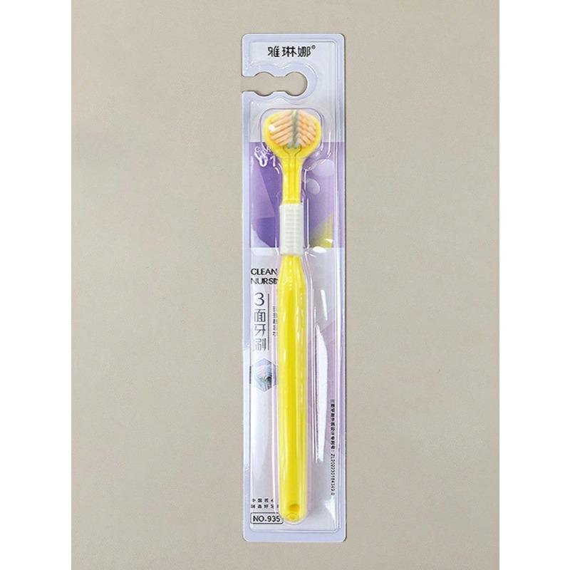 1pc 3-Sided 45 Degree Triangle Toothbrush, 3X Deep Cleaning Oral Care Toothbrush With Tongue Scraper