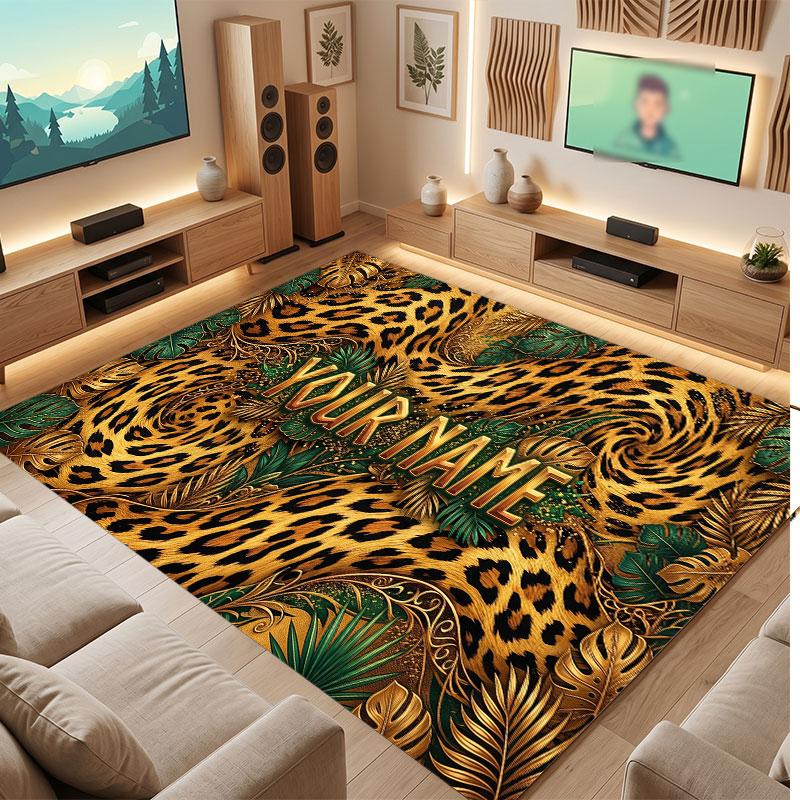 Decorative Artwork Theme Crystal Velvet Floor Rug Personalized Custom Name Text Warm Carpet Home Decoration