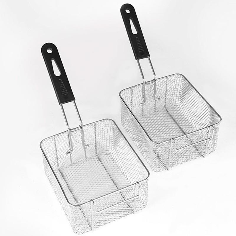 Stainless Steel Fryer Screen French Fries Frame Square Filter Net Encrypt Colander Strainers Shaped Frying Fried Mesh Basket