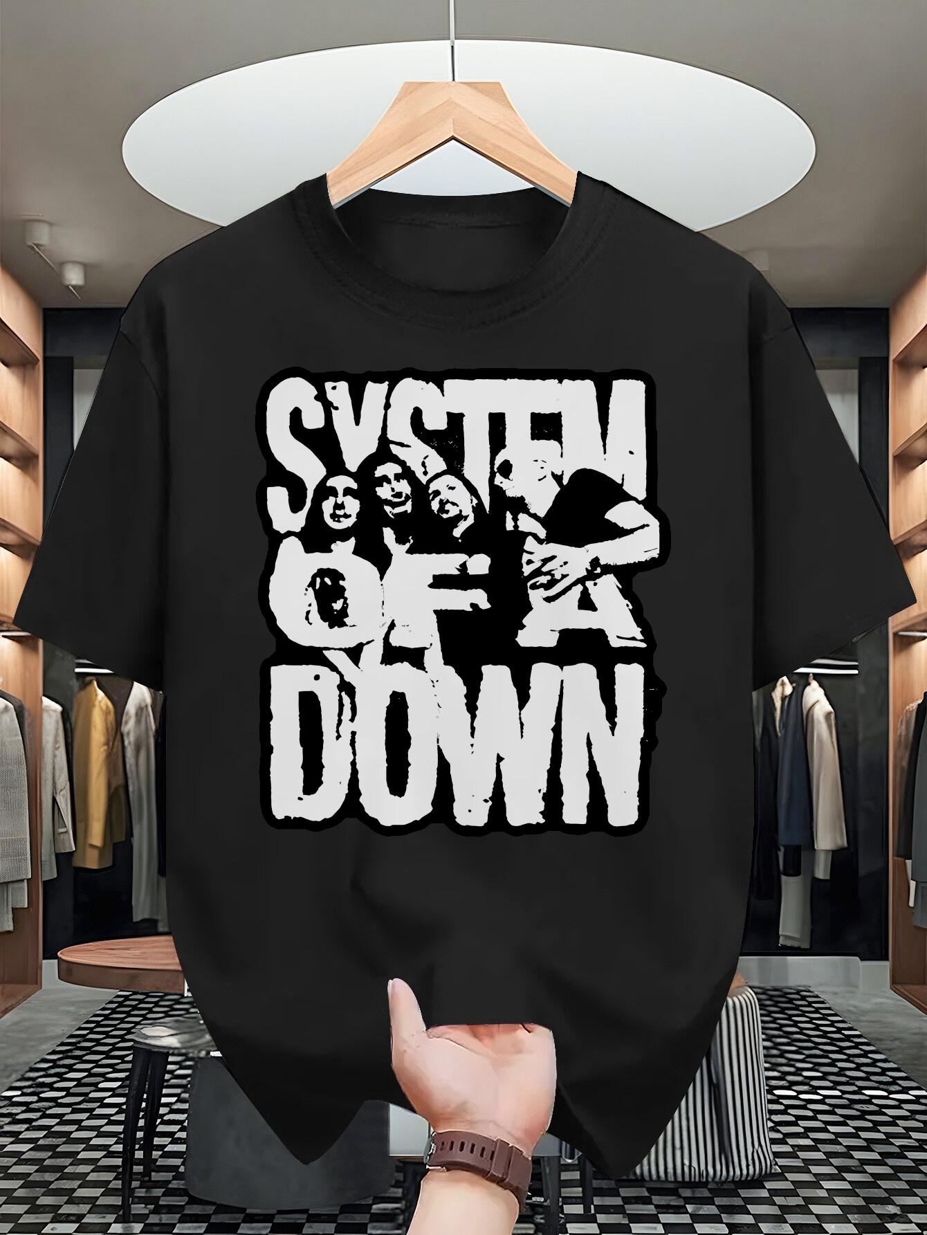 Men S SYSTEM OF A Shirt Featuring Band Graphics - Official Member Silhouettes And SOAD Logo Print XXXXL