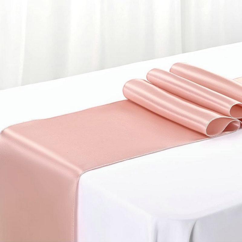 High-Density Satin Table Runner for Weddings & Banquets - Solid Color Polyester Table Decoration