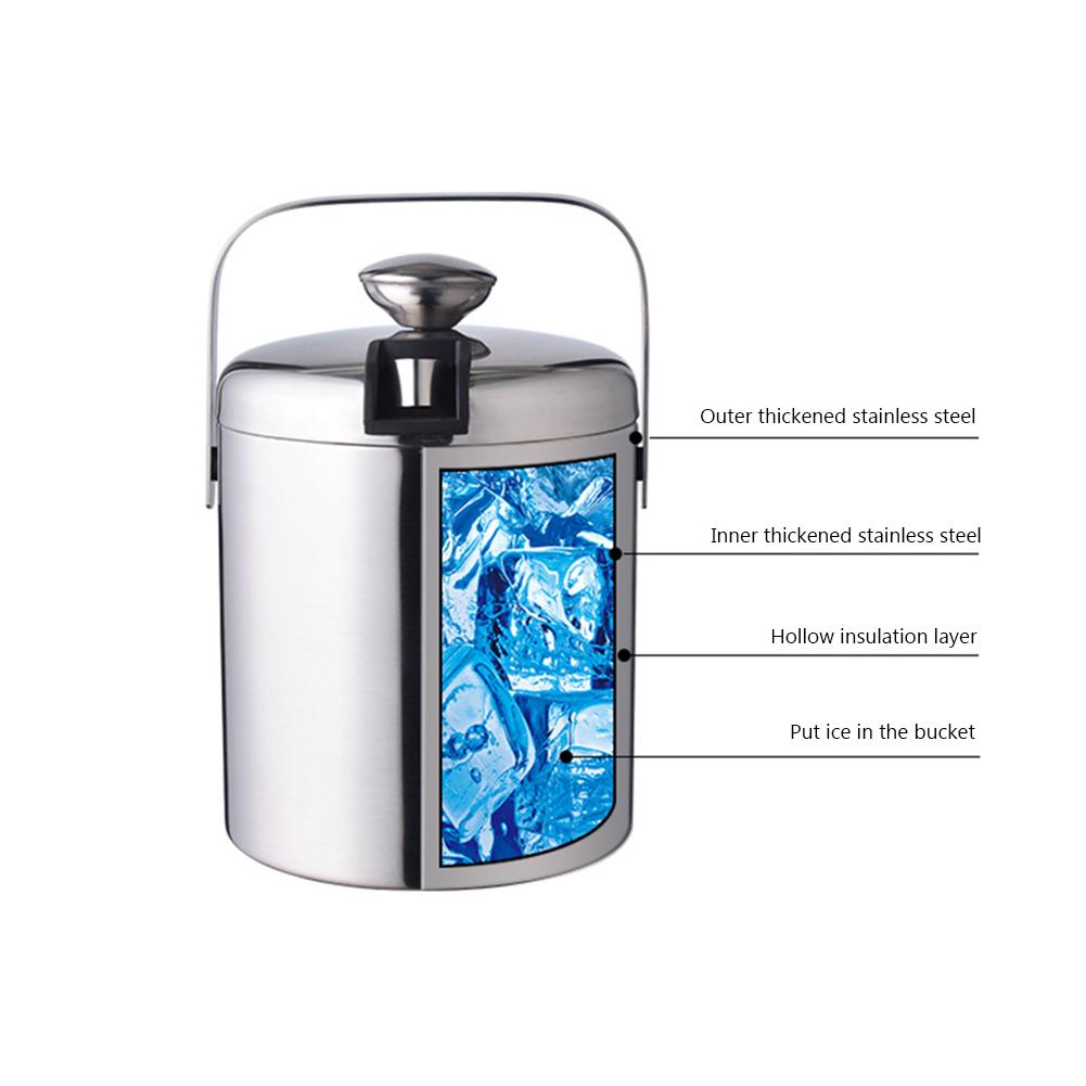 Stainless Steel Double Walled Insulated Ice Buck Ice Bucket Cold Beer Cooler Suitable For Outdoor Camping Home Bar Chilling