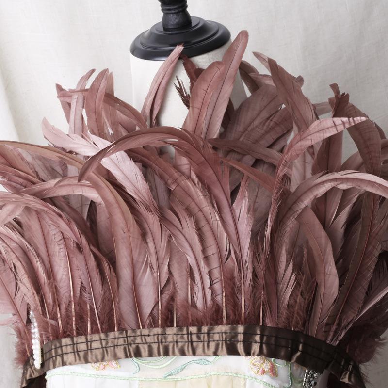 2 M/Piece Rooster Tail Fabric Edge Chicken Feather Fabric Strip Performance Clothing Skirt Fabric Belt Shawl Feather Decoration Clothing Accessories