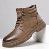 Winter High-top Martin Boots Men's Leather Thick-soled Casual Velvet Warm Wool Cotton Boots Men's Short Boots Trendy Tooling Boots