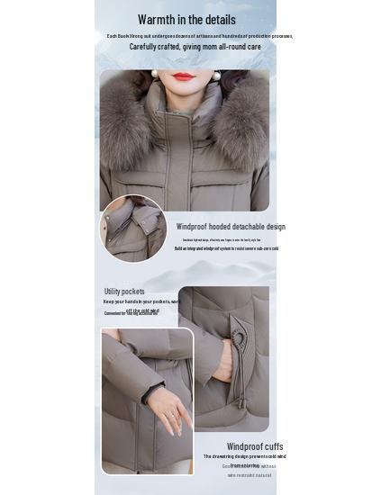 Stylish Duck Down Jacket for Middle-Aged Women: Mid-Length, Plus Size, Autumn & Winter Wear