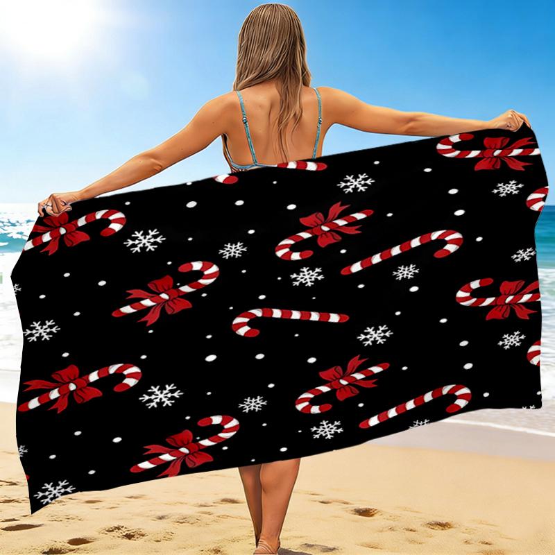 1Pc Christmas Candy Canes Beach Towel Quick Dry Multiuse For Beach Pool Gym Yoga Home Travel Christmas Halloween Xmas Gift S1201