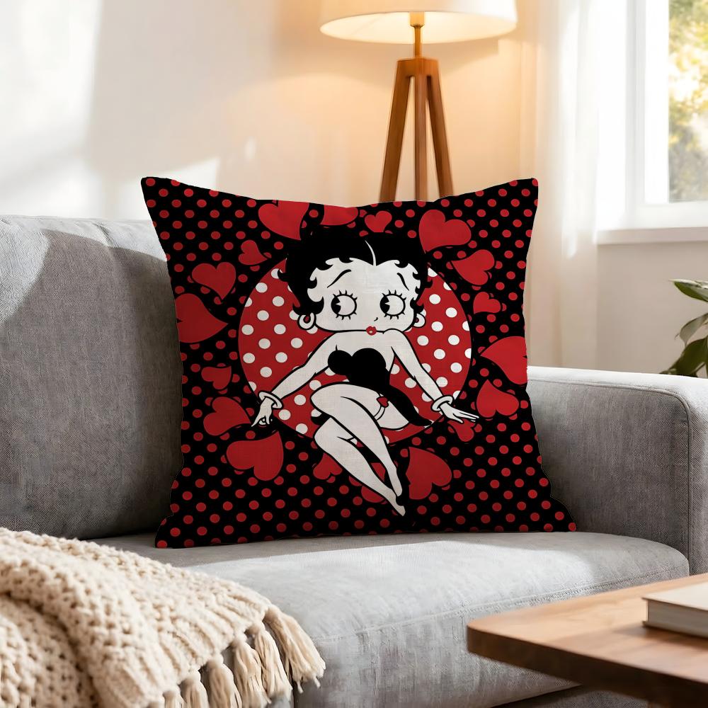 Character Betty Boop Cushion Cover 1Pcs Decorative Covers Soft Cushion Case For Sofa Couch Decor 40X40 45X45 Pillowcases