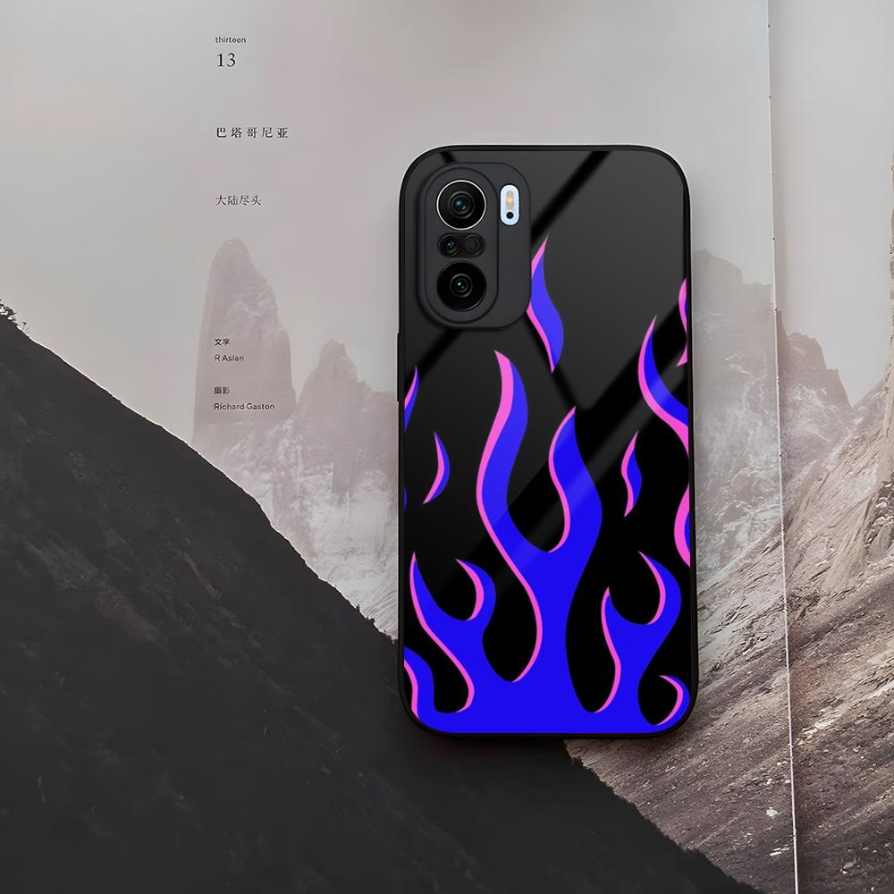 Fashion Flame Pattern Phone Case Tempered Glass For Xiaomi 15 14 12 Lite Pro 13 11t Lite POCO M6 M5 X6 X5 X3 F5 F6 Pro Cover