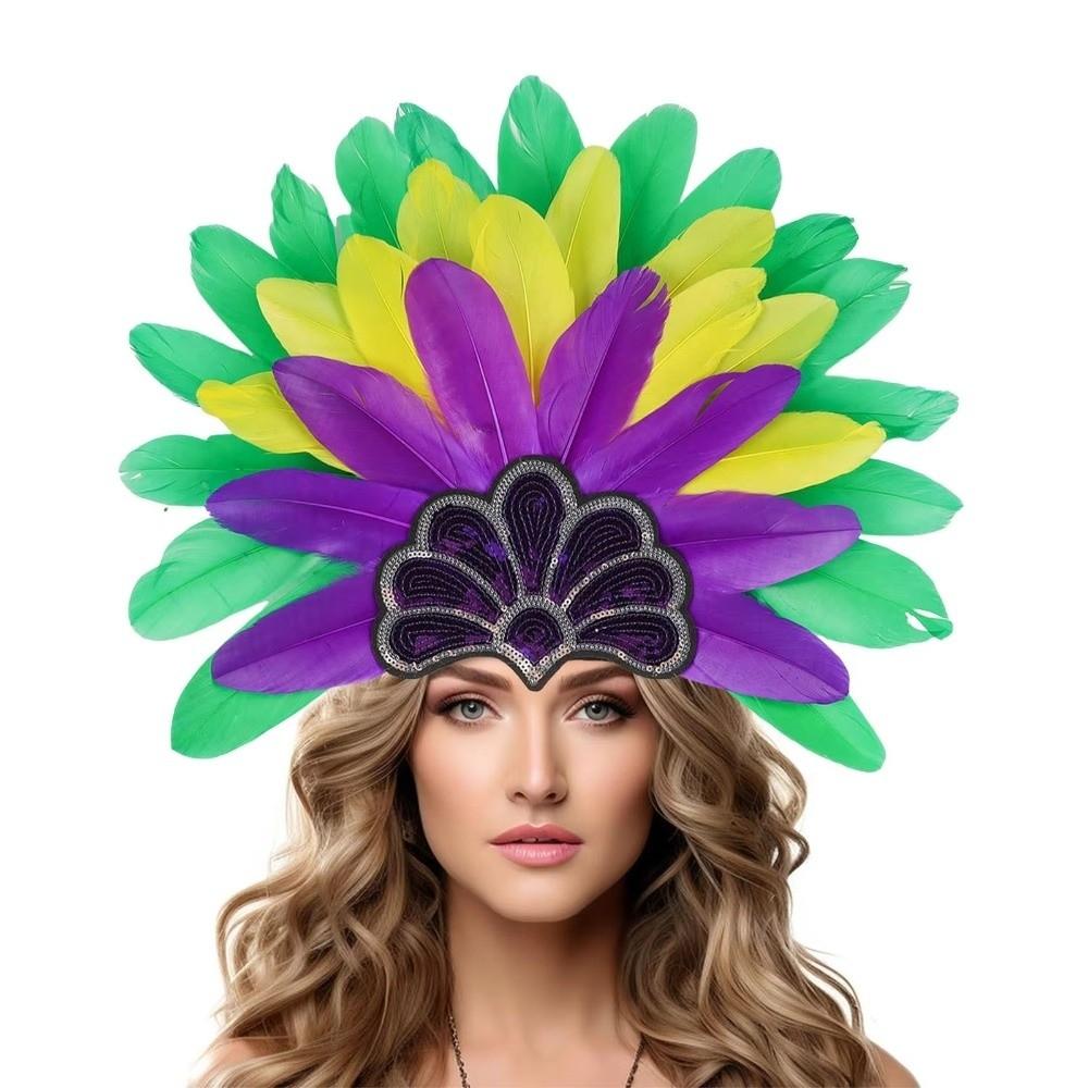 Brazilian Carnival Feather Headpiece Stage Performance Feather Headdress  Hawaiian Party Accessory