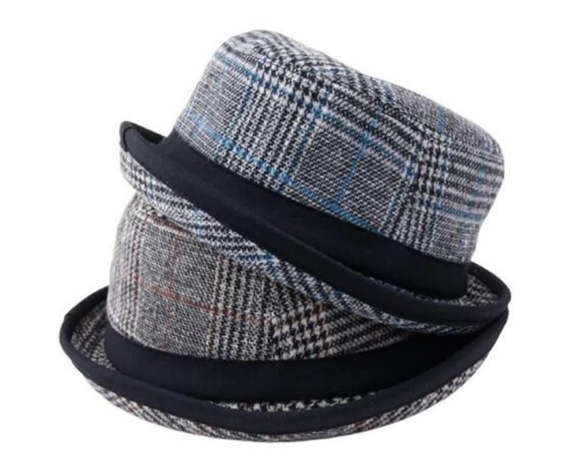 

Melco Большой размер 62 см Шляпа-котелок Глен Сделано в Корее Мужская двусторонняя шляпа, Клетка, (красный)