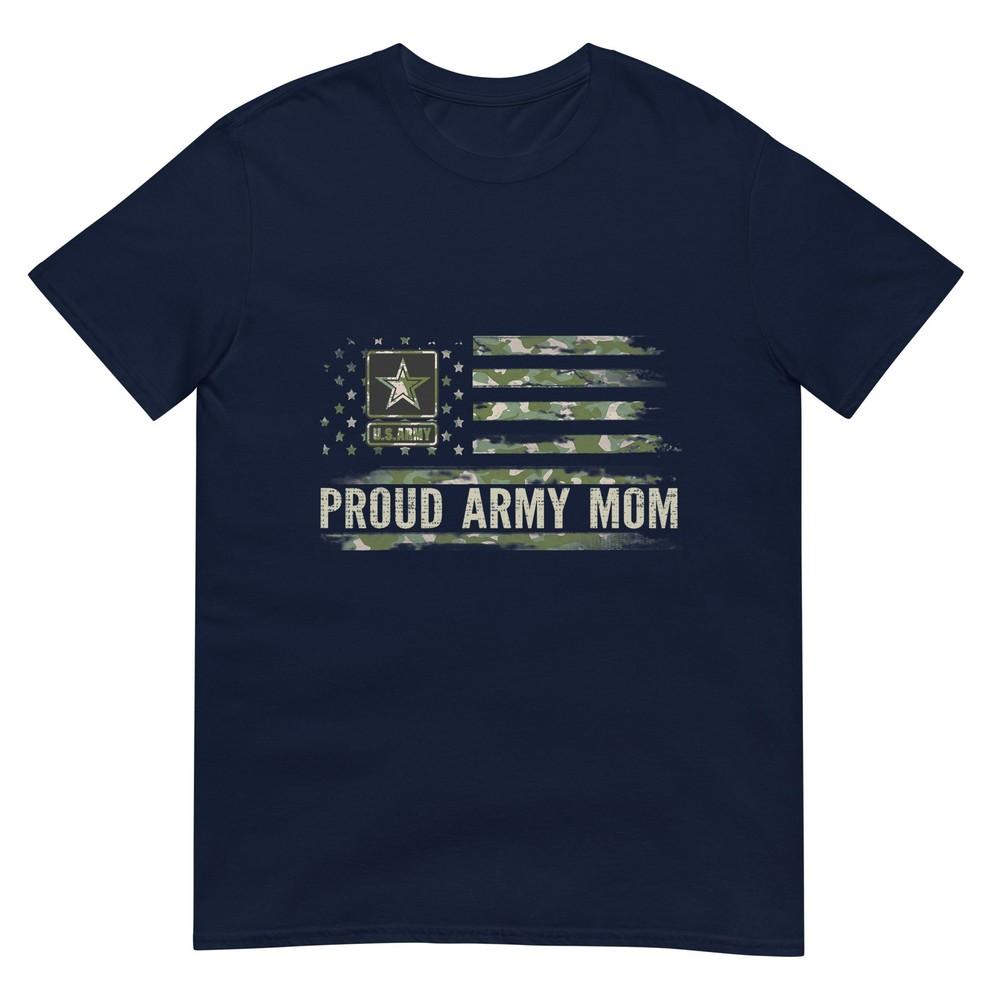 Vintage Proud Army Mom Camo American Flag Veteran Gift Tshirt S