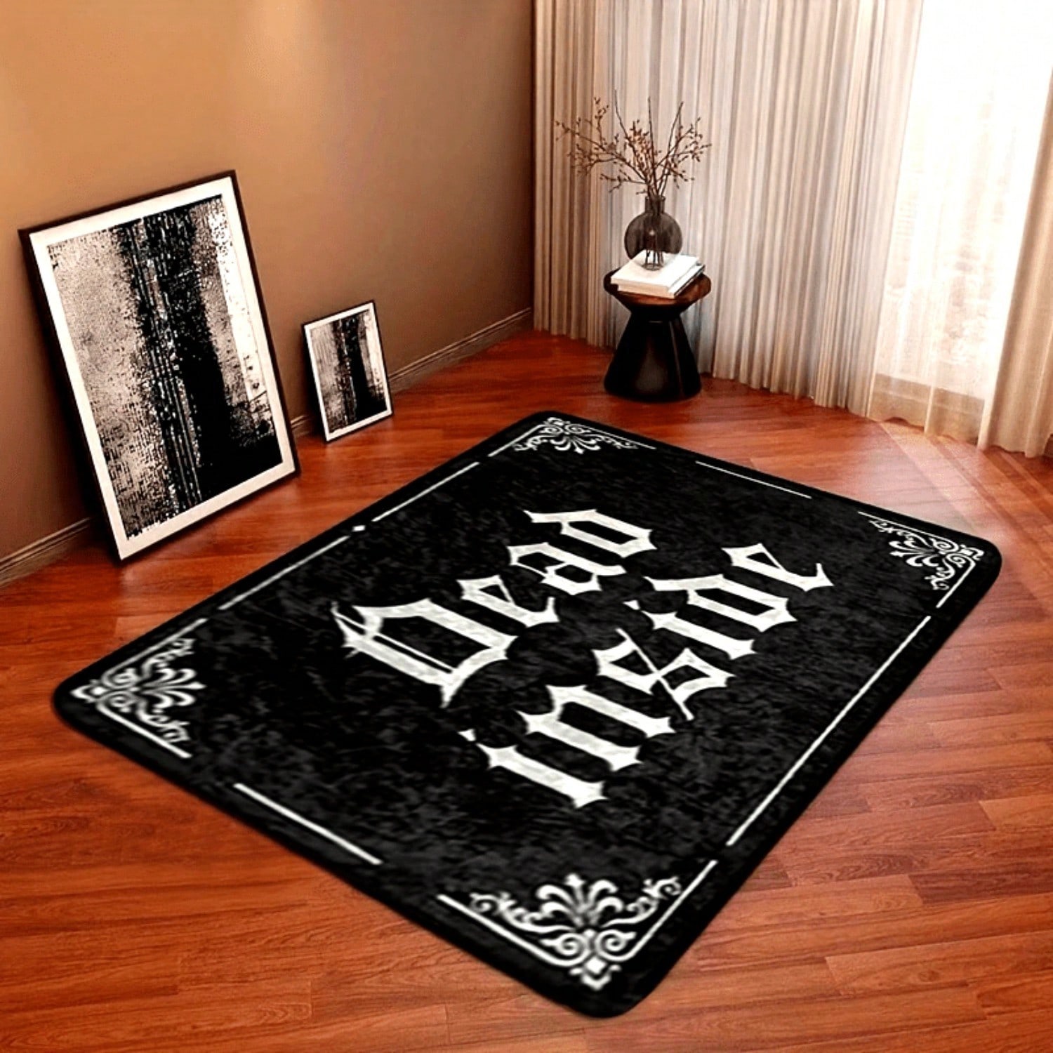 

Оригинальный ковер в темных тонах с готическим рок-дизайном, противоскользящий, подходит для спальни, украшение для дома на Хэллоуин 40X60CM