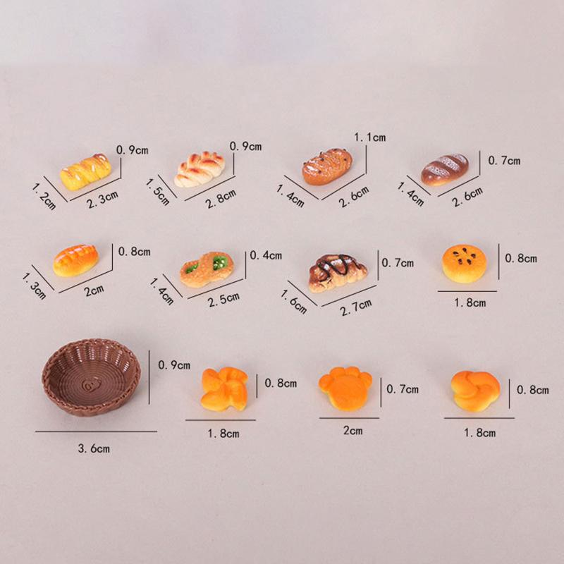 1/12 Dollhouse Simulation Mini Bread With Basket Model Dollhouse Kitchen Decoration Dolls House Dessert Shop Food Ornaments